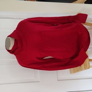 Red Cowl Neck Long Sahali Sweater size Large.